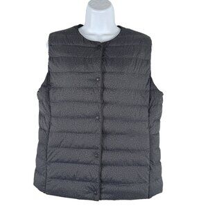 Uniqlo Ultra Light Down Vest Womens Medium Collarless Snap Front CJ-2000